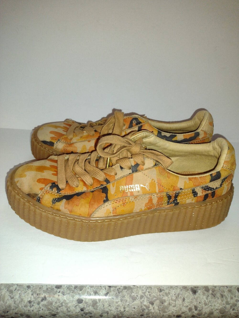 Puma Fenty By Rihanna Suede Shoes Womens Size 8 Camo Creeper Platform Sneakers